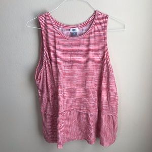 Old Navy | Peplum Red and White Stripe Tank Top